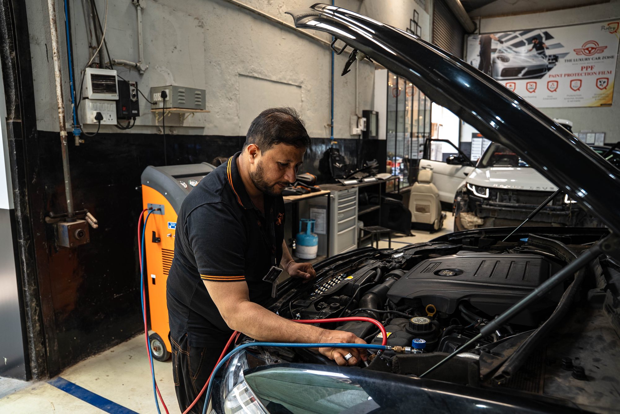 OEM diagnostic equipment connected to a vehicle